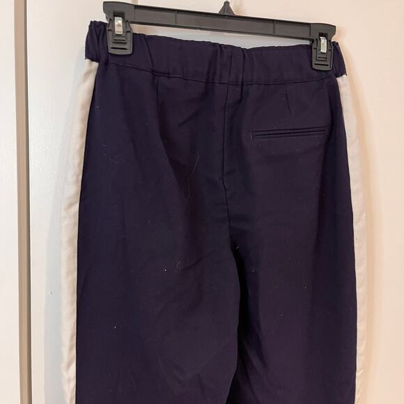 Zara Basic Navy Blue Pleated Jogging Pants with Tuxedo Stripe Size XS - Picture 4 of 10
